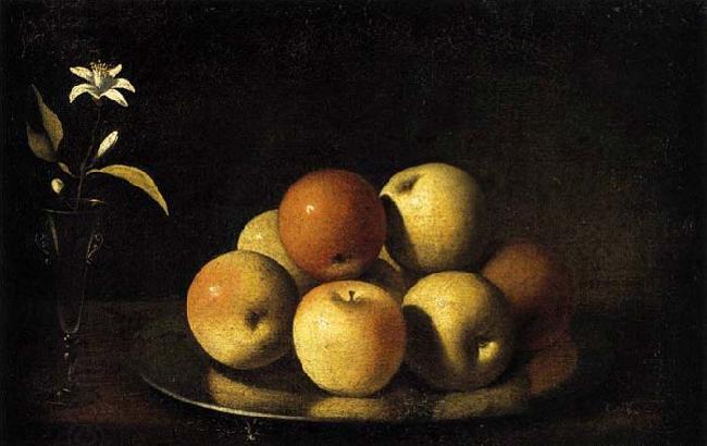 Juan de Zurbaran Still-Life with Plate of Apples and Orange Blossom oil painting picture